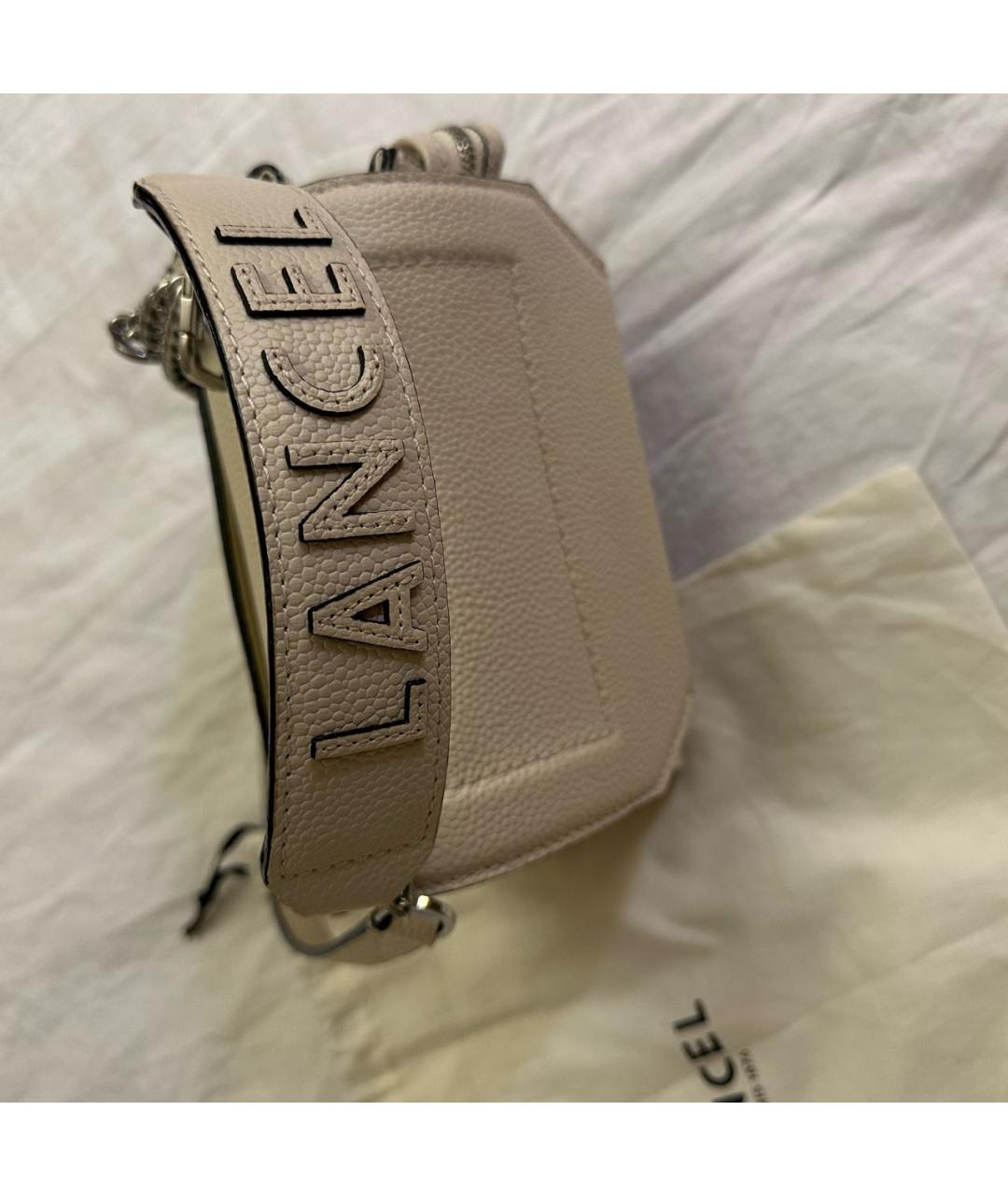 LANCEL Белая кожаная сумка с короткими ручками, фото 6