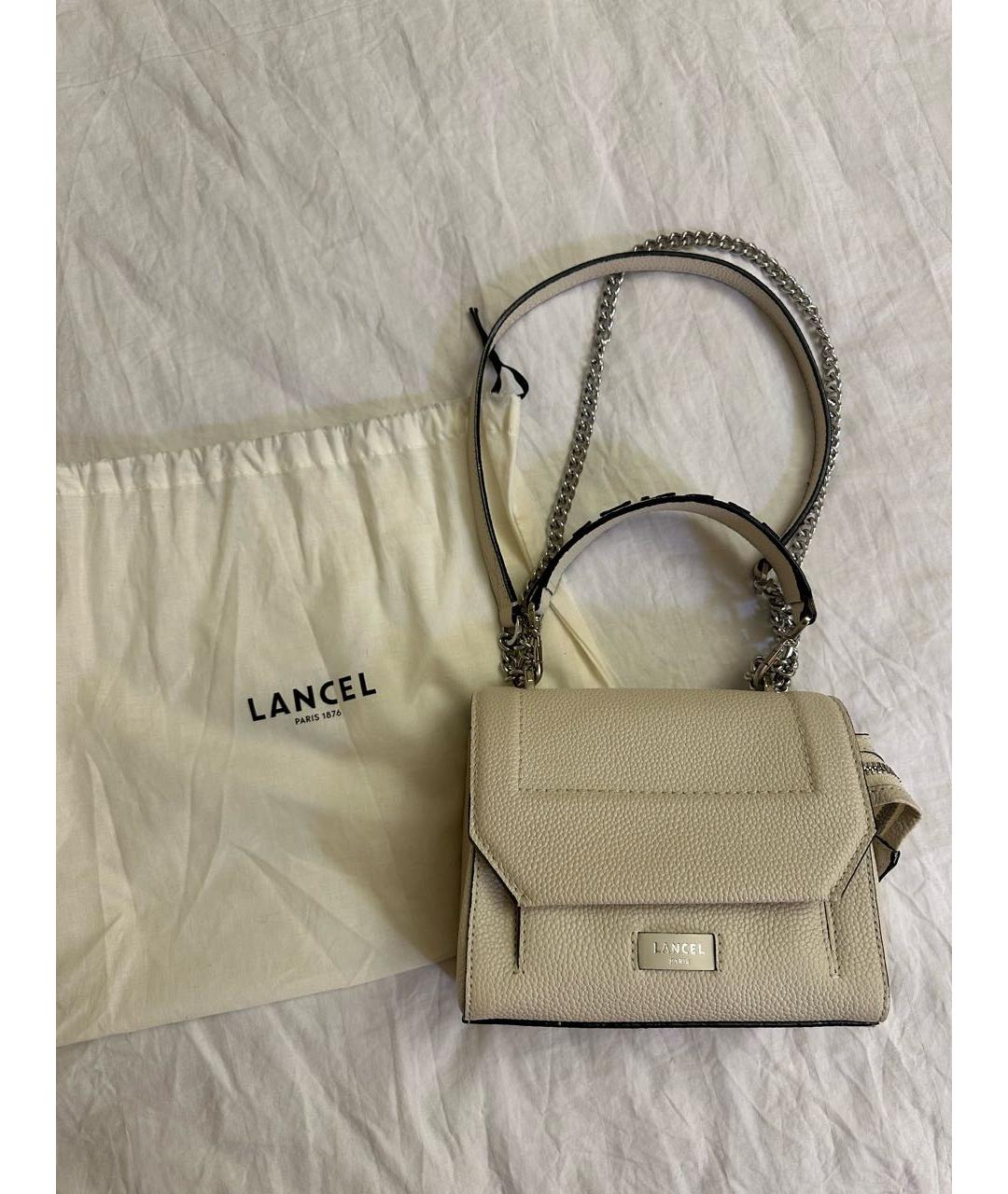 LANCEL Белая кожаная сумка с короткими ручками, фото 8