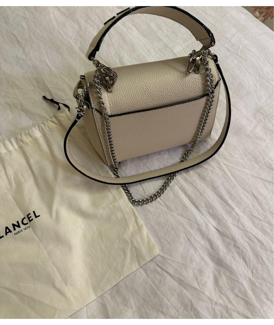 LANCEL Белая кожаная сумка с короткими ручками, фото 3