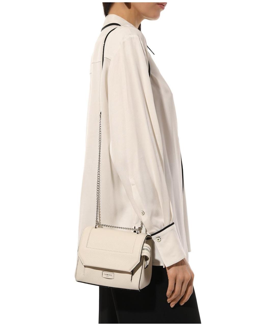 LANCEL Белая кожаная сумка с короткими ручками, фото 5