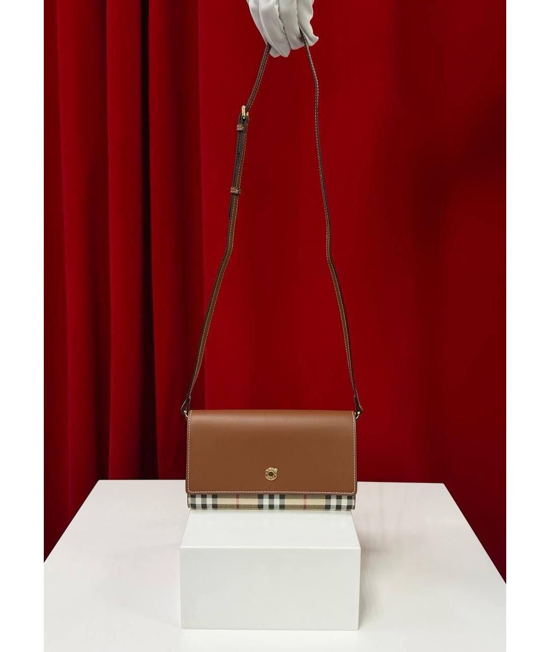 BURBERRY Коричневая кожаная сумка через плечо, фото 4