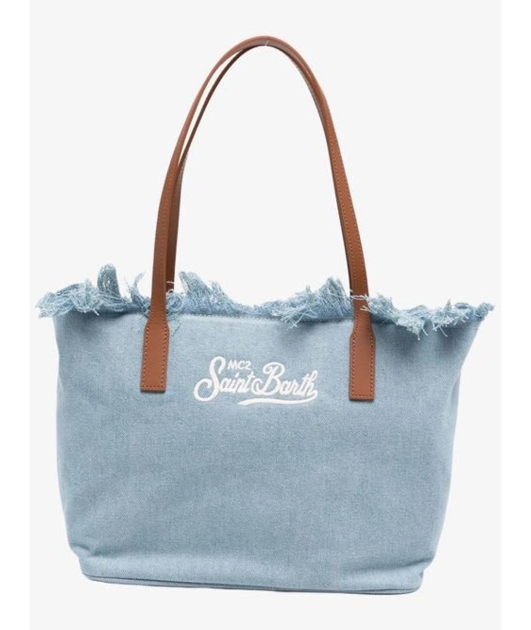 MC2 SAINT BARTH Голубая тканевая пляжная сумка, фото 5
