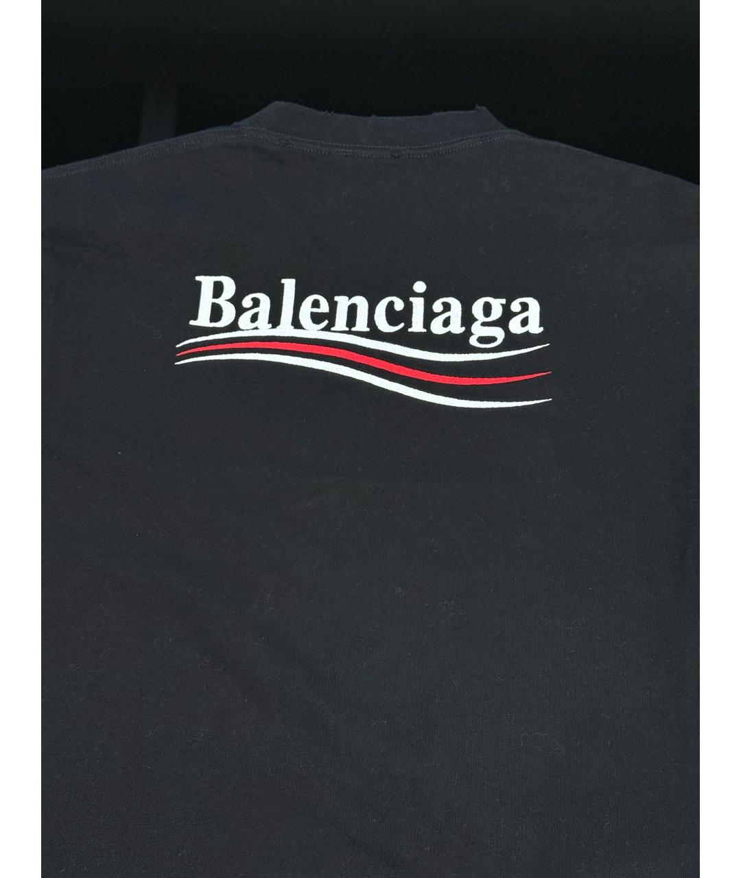 BALENCIAGA Черная хлопковая футболка, фото 4