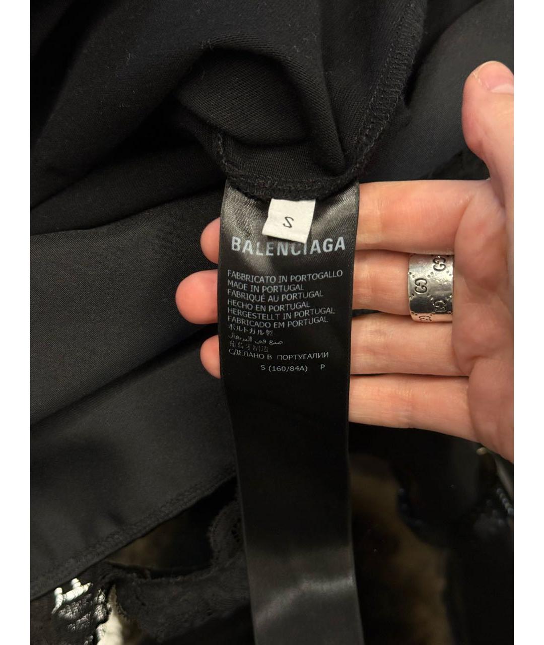 BALENCIAGA Черная хлопковая футболка, фото 5