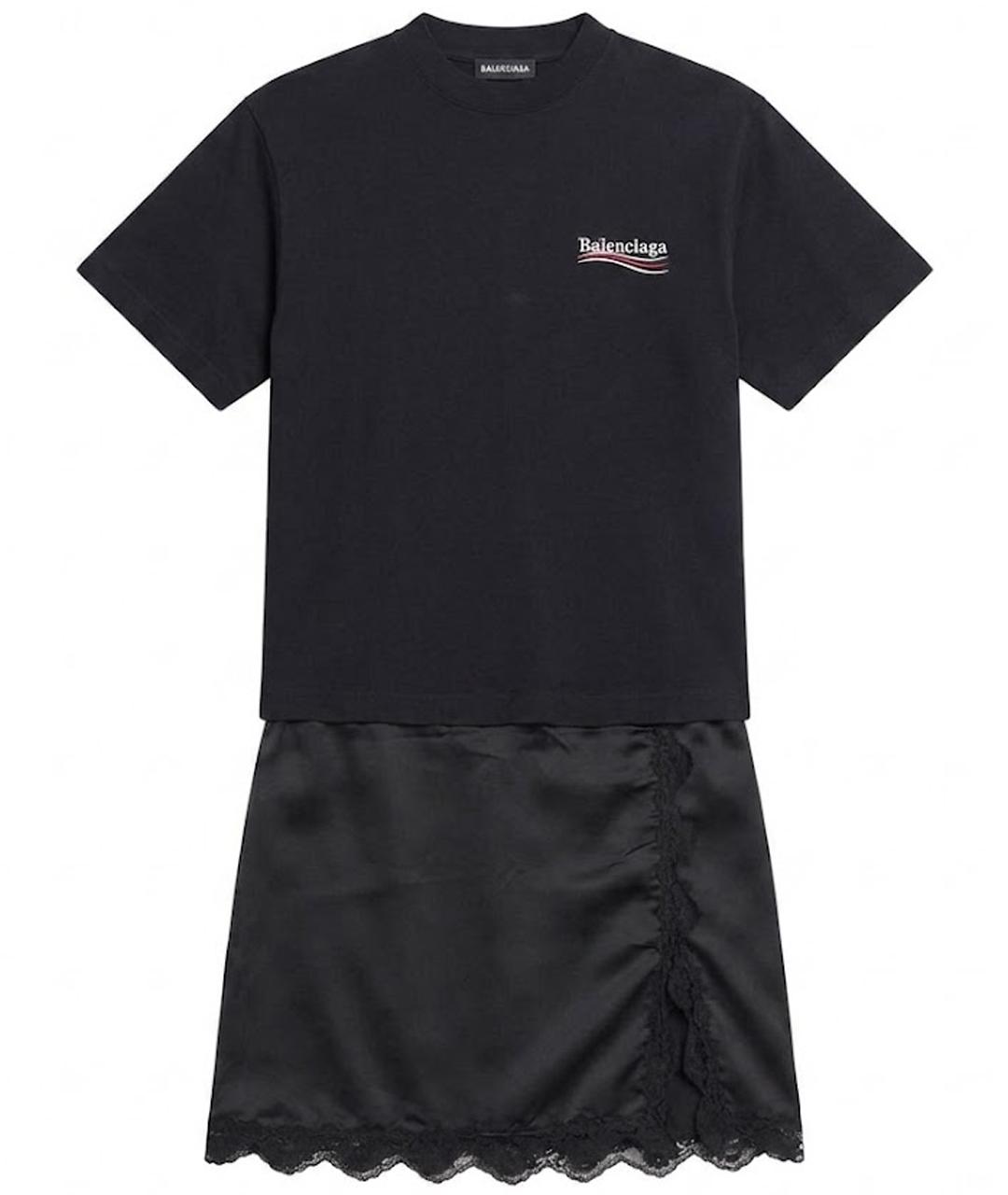 BALENCIAGA Черная хлопковая футболка, фото 1