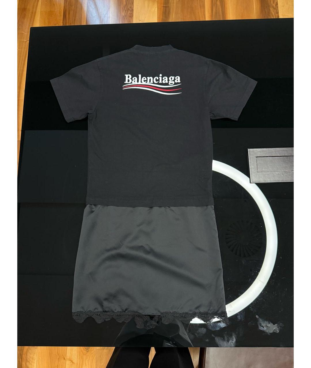 BALENCIAGA Черная хлопковая футболка, фото 2
