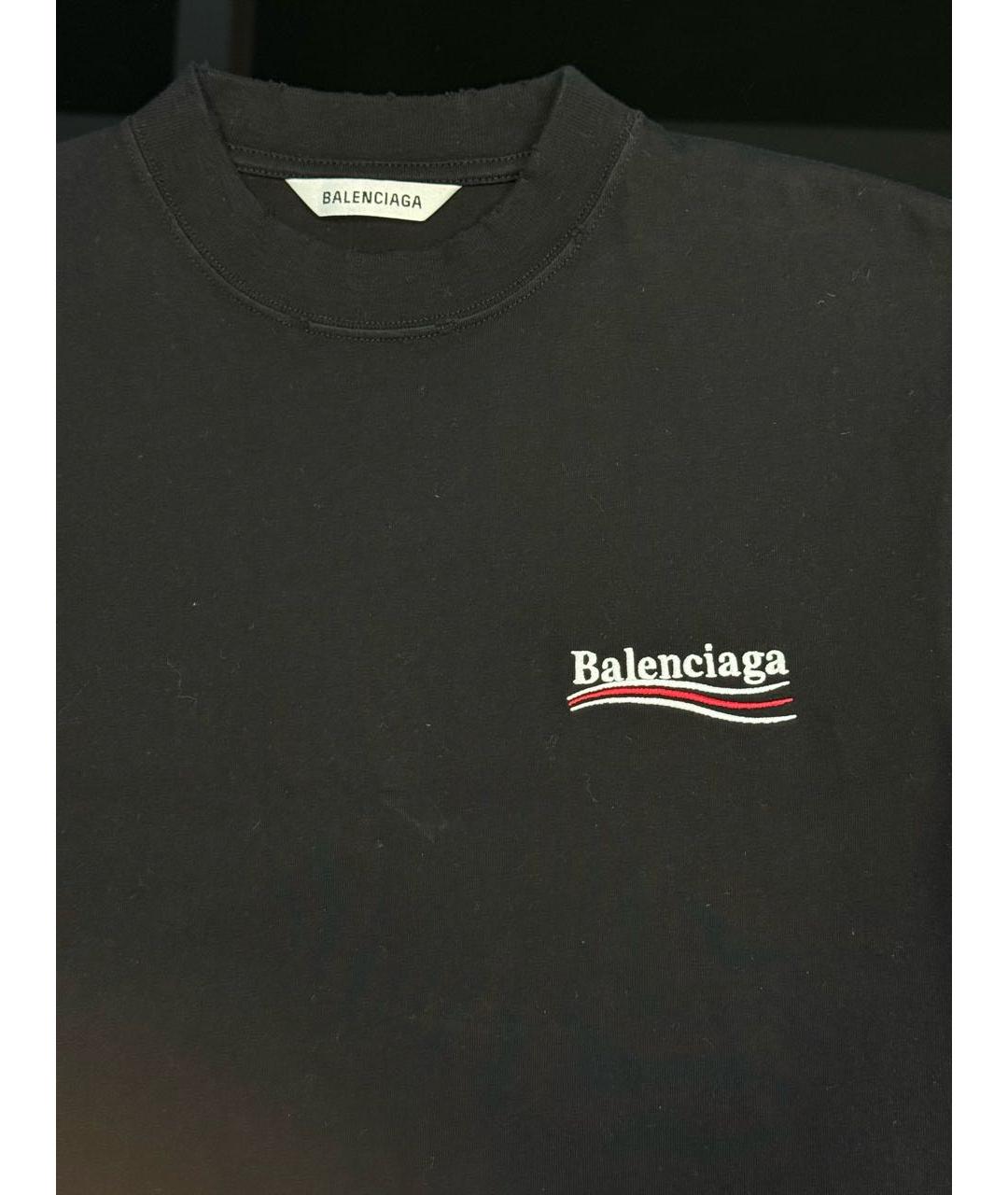 BALENCIAGA Черная хлопковая футболка, фото 3