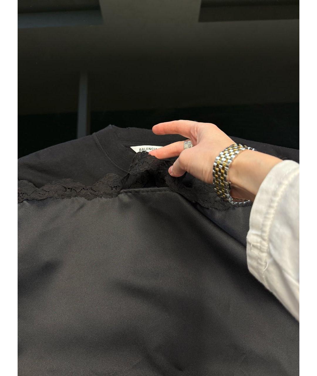 BALENCIAGA Черная хлопковая футболка, фото 6