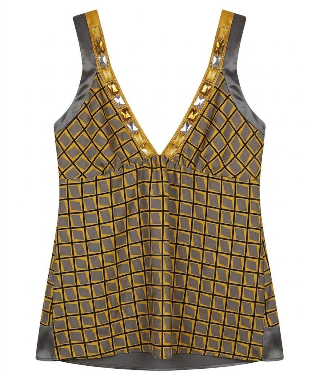 ETRO Горчичная шелковая майка, фото 1