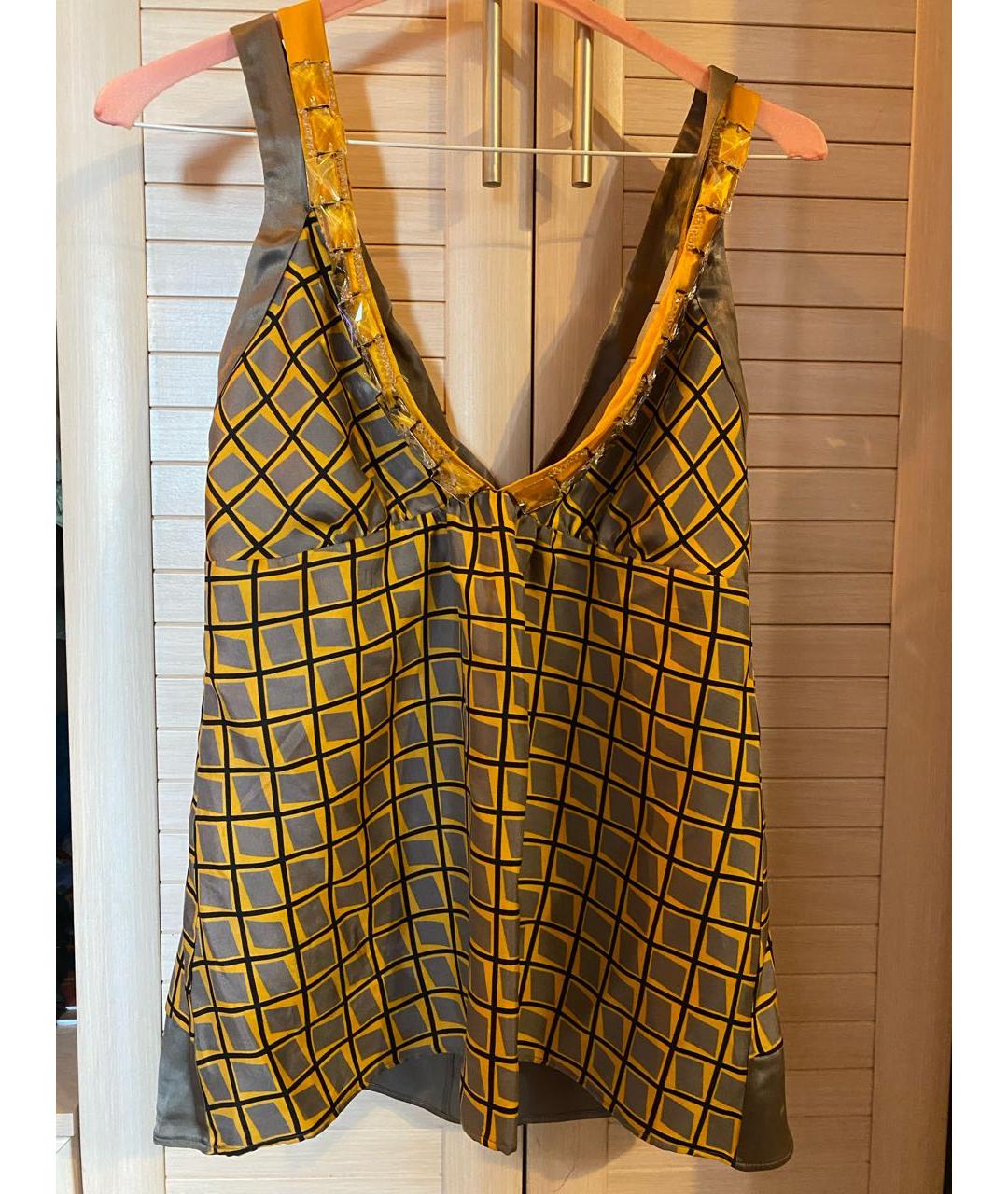 ETRO Горчичная шелковая майка, фото 8