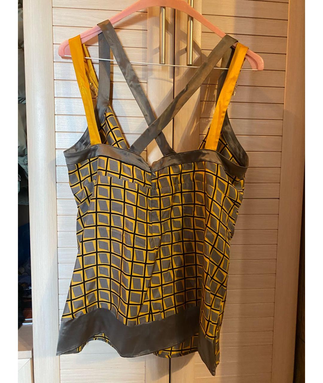 ETRO Горчичная шелковая майка, фото 2