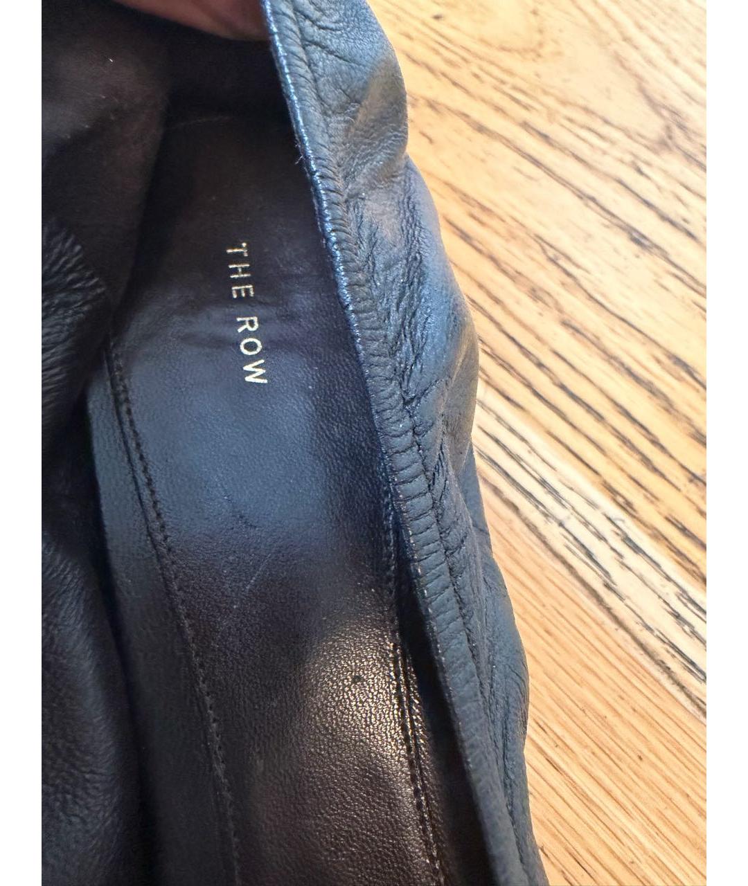 THE ROW Черные кожаные лодочки на низком каблуке, фото 5