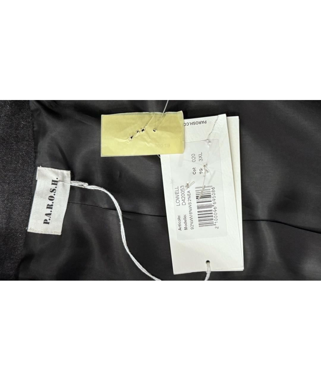 P.A.R.O.S.H. Антрацитовый шерстяной жакет/пиджак, фото 6