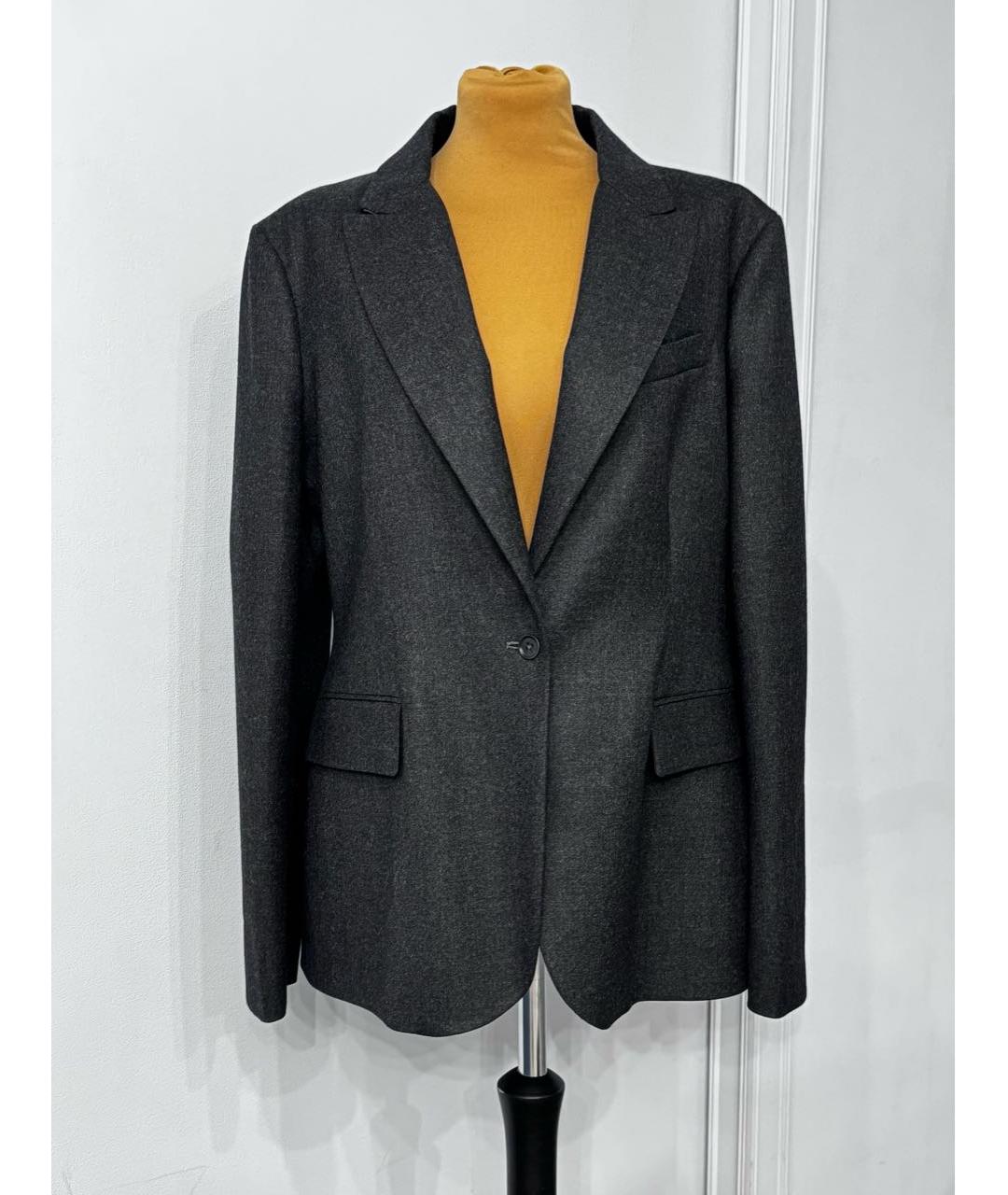 P.A.R.O.S.H. Антрацитовый шерстяной жакет/пиджак, фото 8