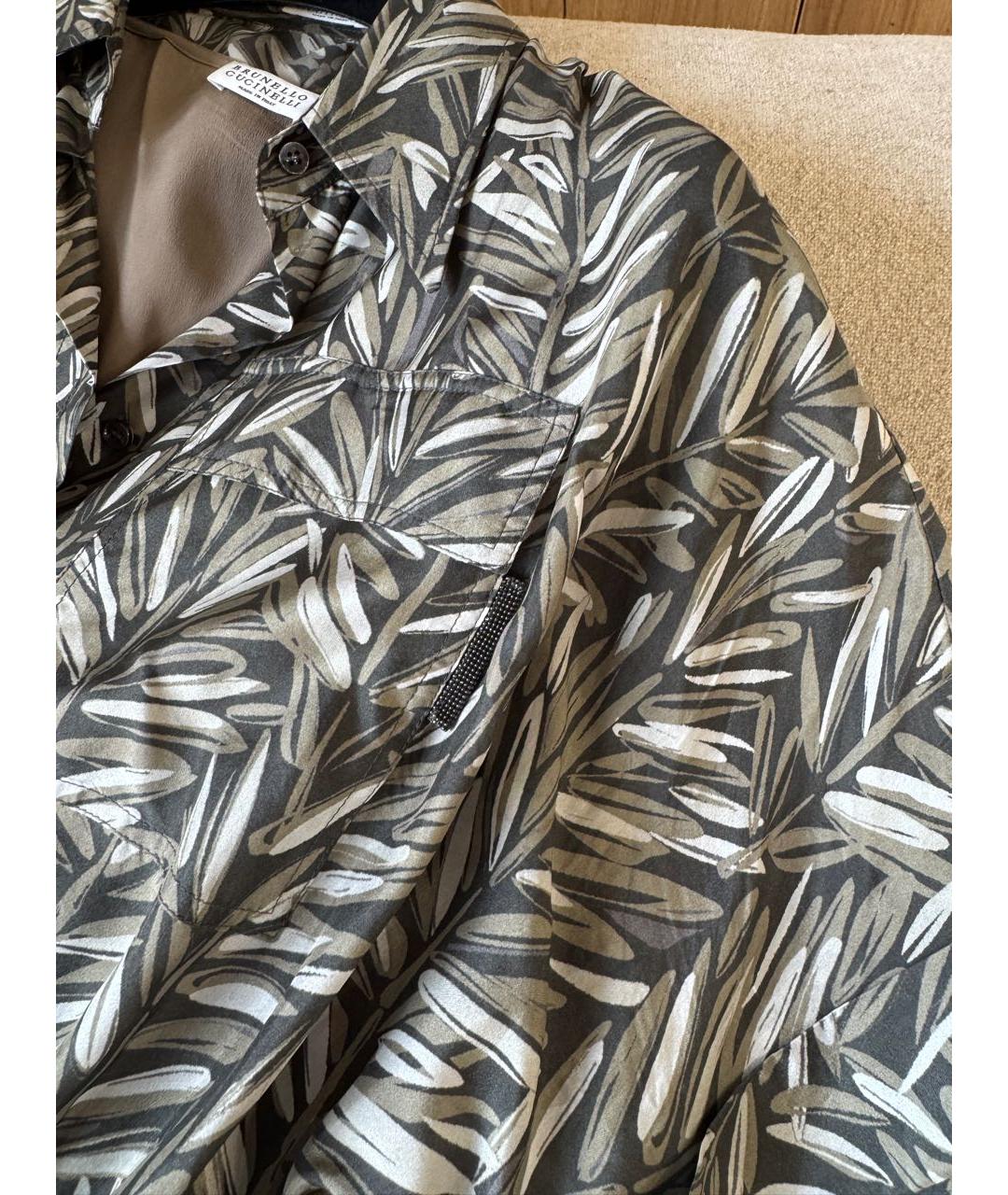 BRUNELLO CUCINELLI Хаки шелковое коктейльное платье, фото 4