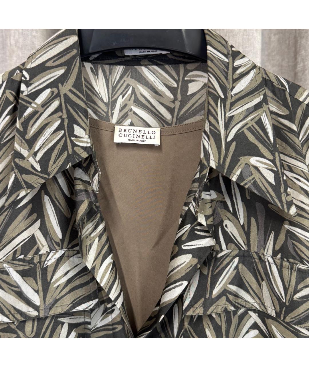 BRUNELLO CUCINELLI Хаки шелковое коктейльное платье, фото 3