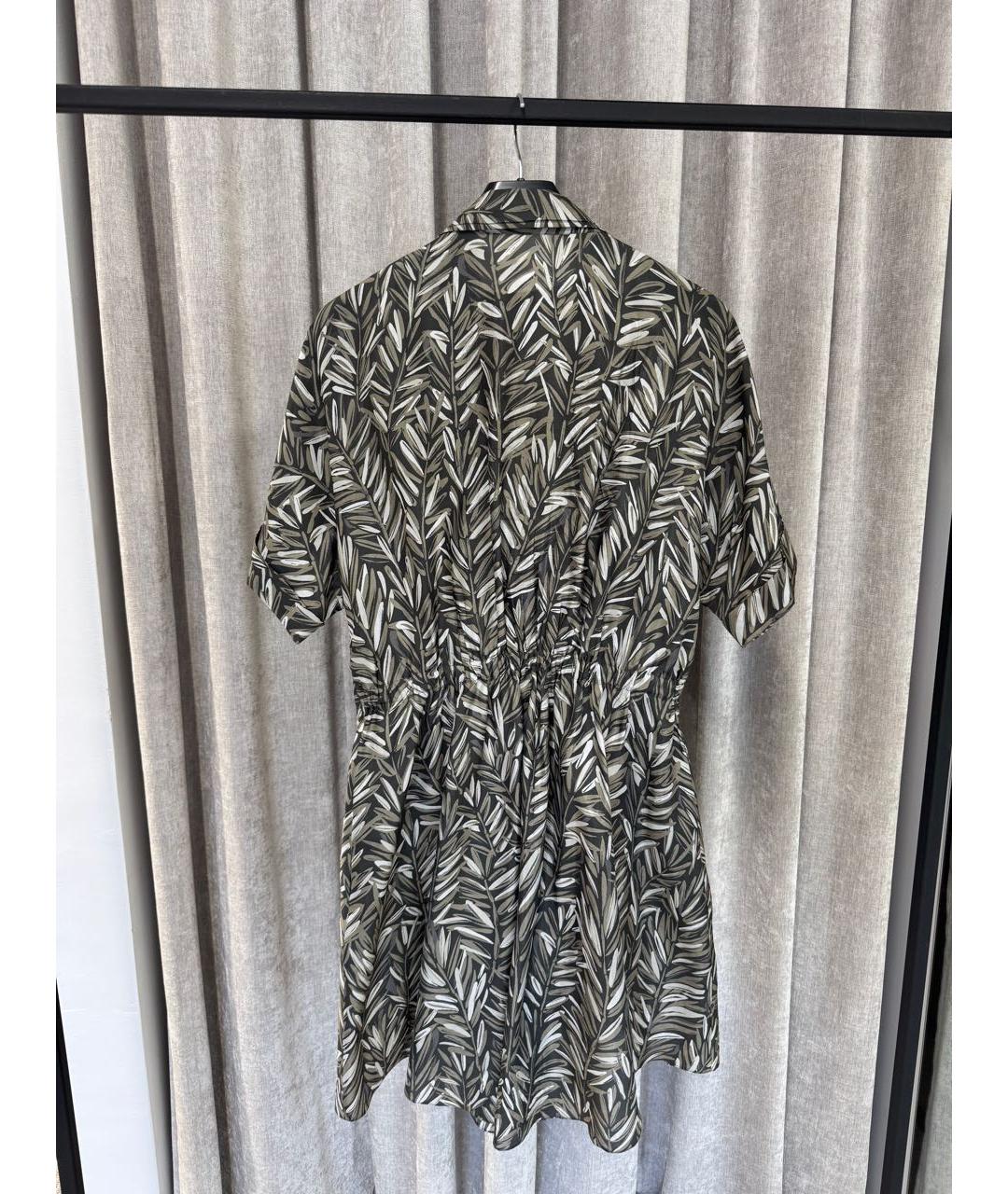 BRUNELLO CUCINELLI Хаки шелковое коктейльное платье, фото 2