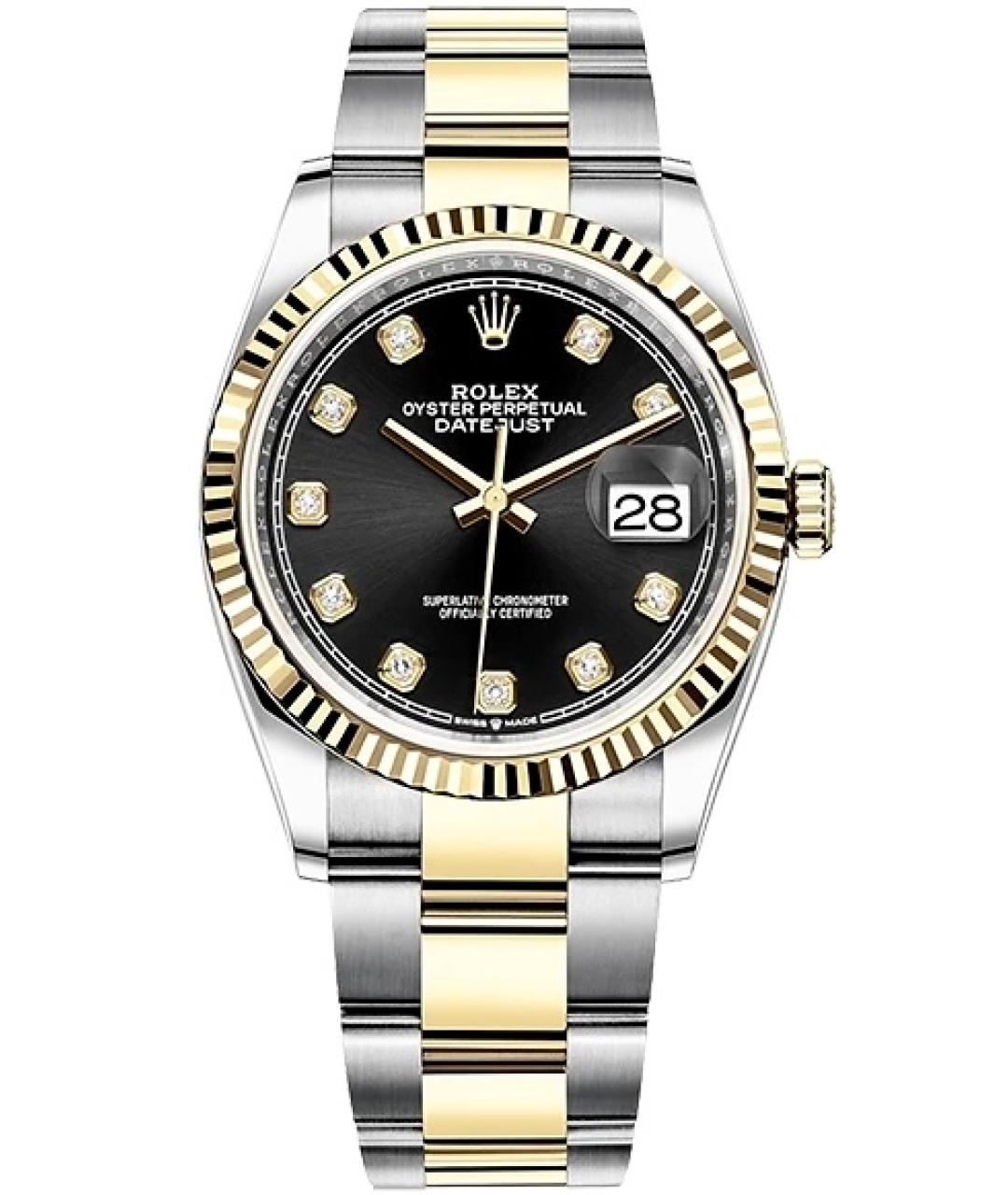 ROLEX Черные часы из желтого золота, фото 1