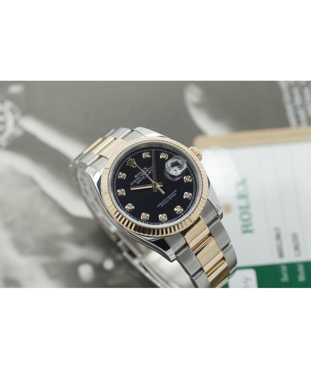 ROLEX Черные часы из желтого золота, фото 2