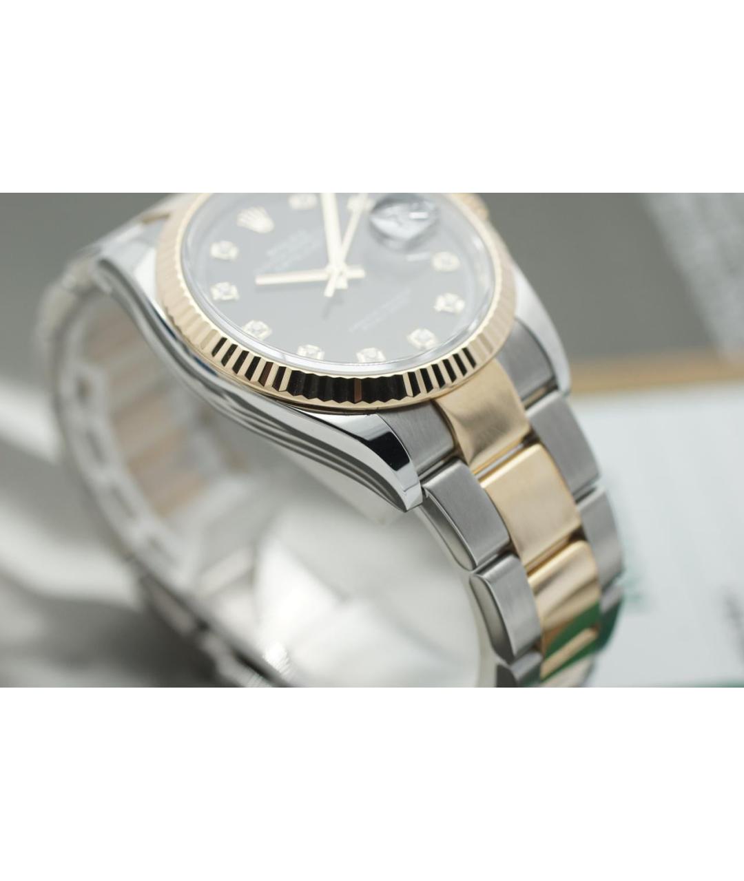 ROLEX Черные часы из желтого золота, фото 5