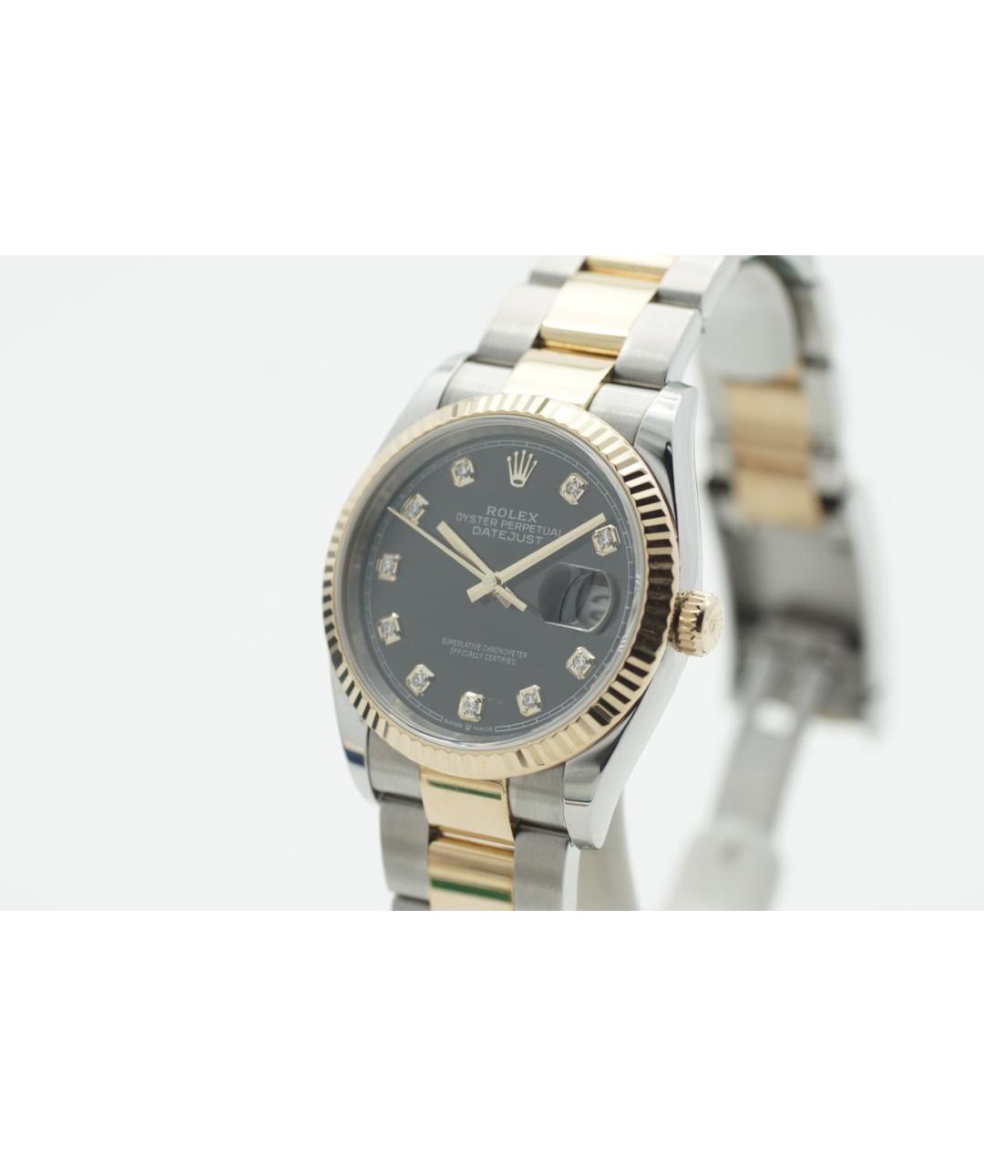 ROLEX Черные часы из желтого золота, фото 4