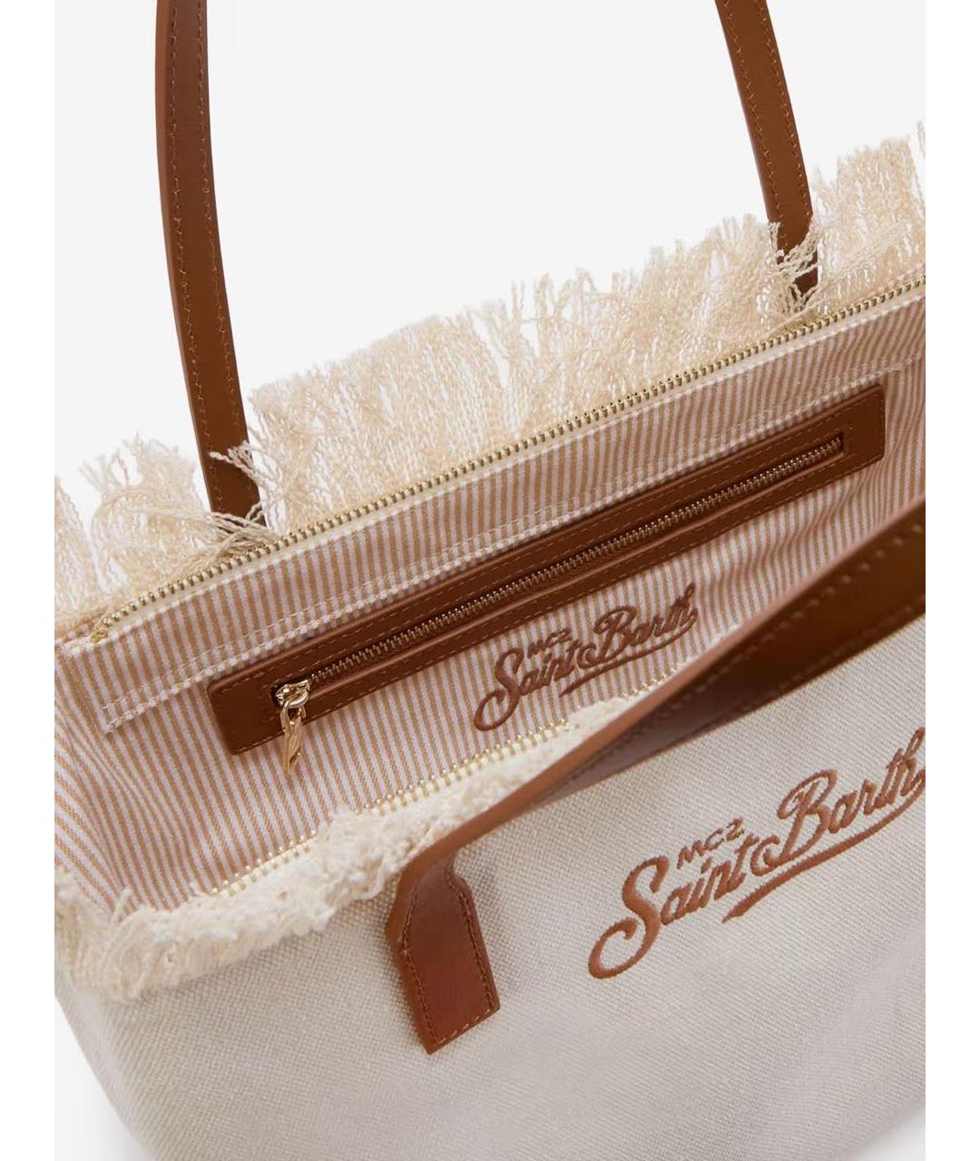 MC2 SAINT BARTH Бежевая тканевая пляжная сумка, фото 4