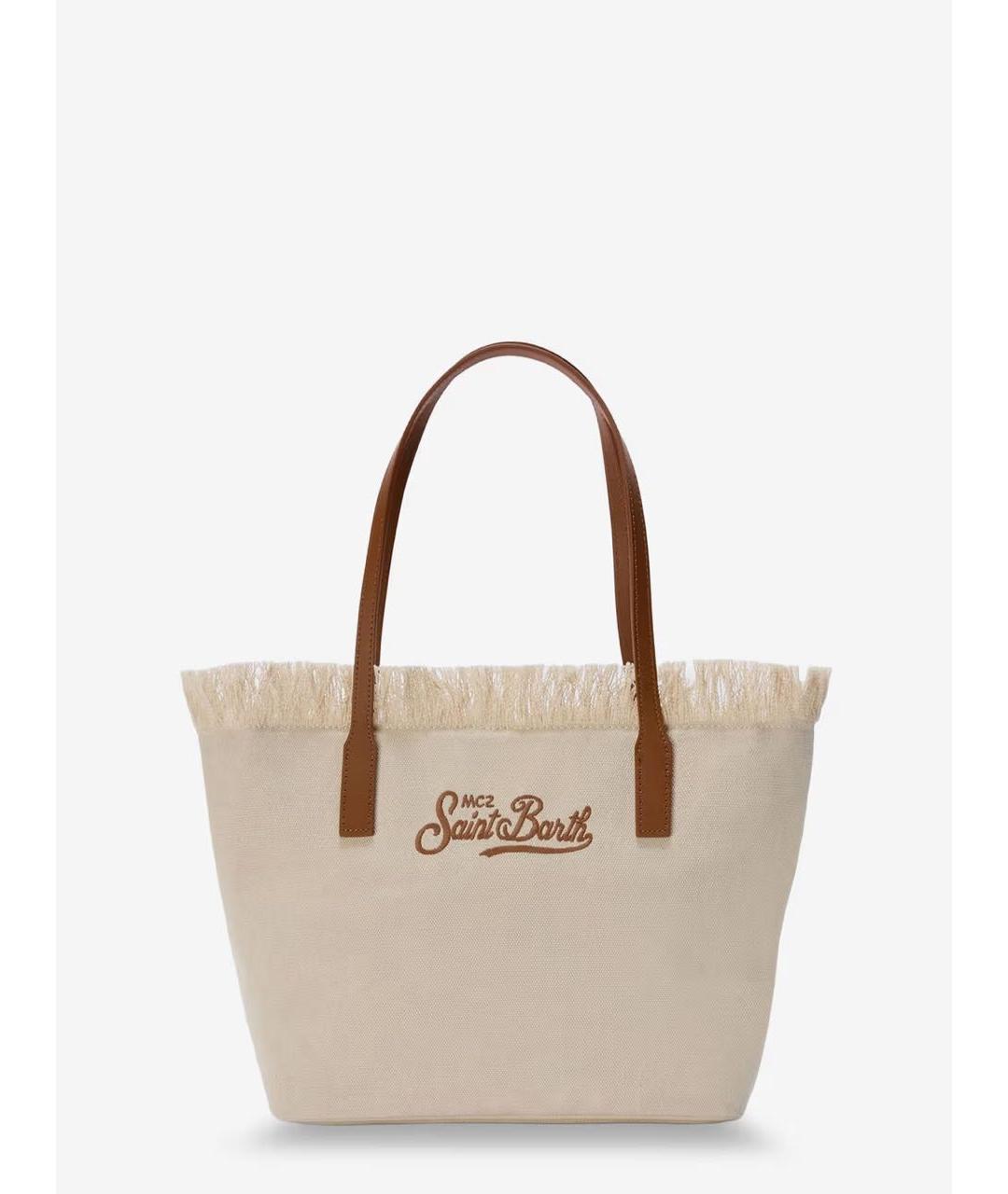 MC2 SAINT BARTH Бежевая тканевая пляжная сумка, фото 5