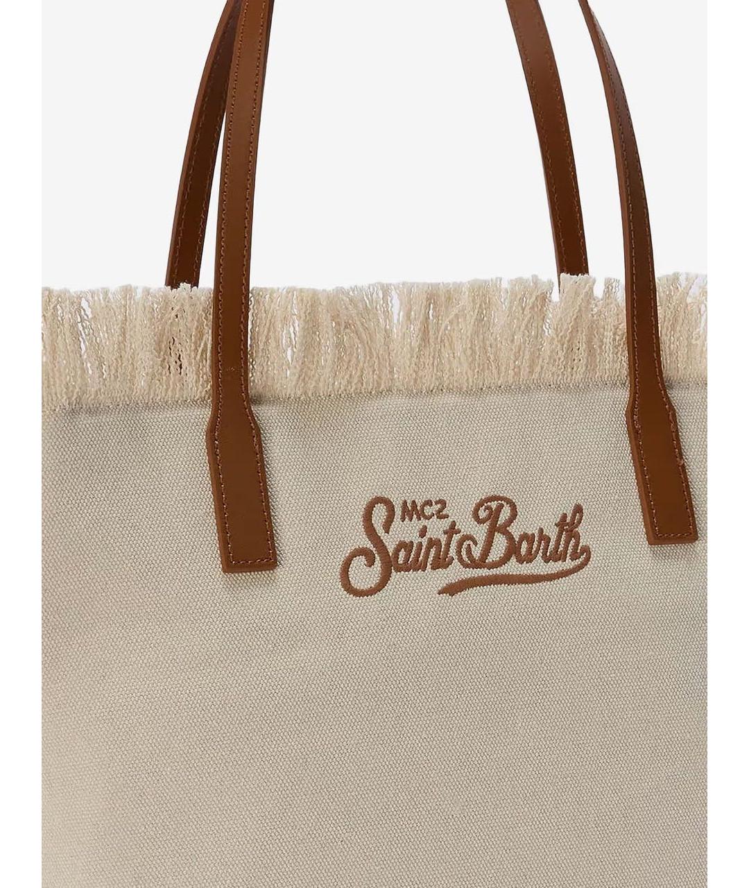MC2 SAINT BARTH Бежевая тканевая пляжная сумка, фото 3