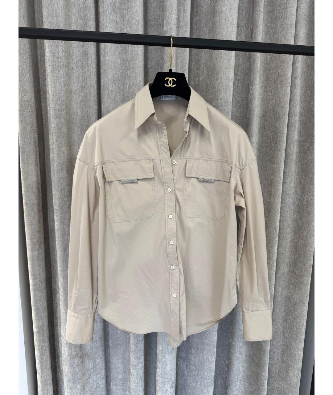 BRUNELLO CUCINELLI Бежевая хлопковая рубашка, фото 5