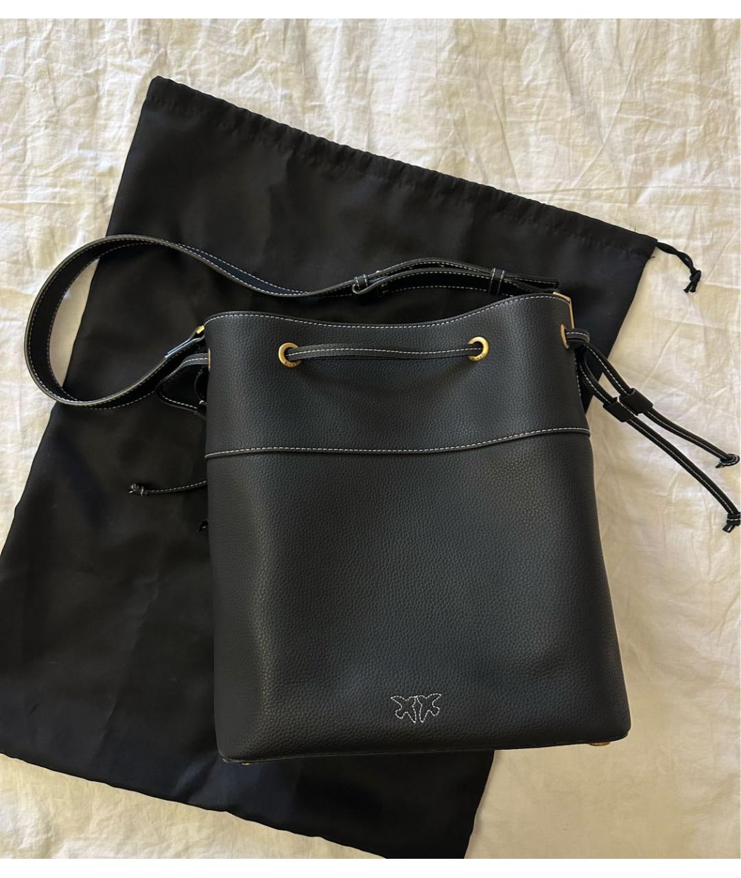 PINKO Черная кожаная сумка тоут, фото 3