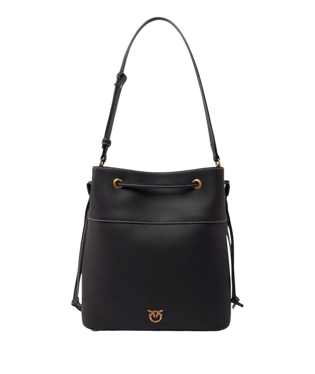 PINKO Черная кожаная сумка тоут, фото 1