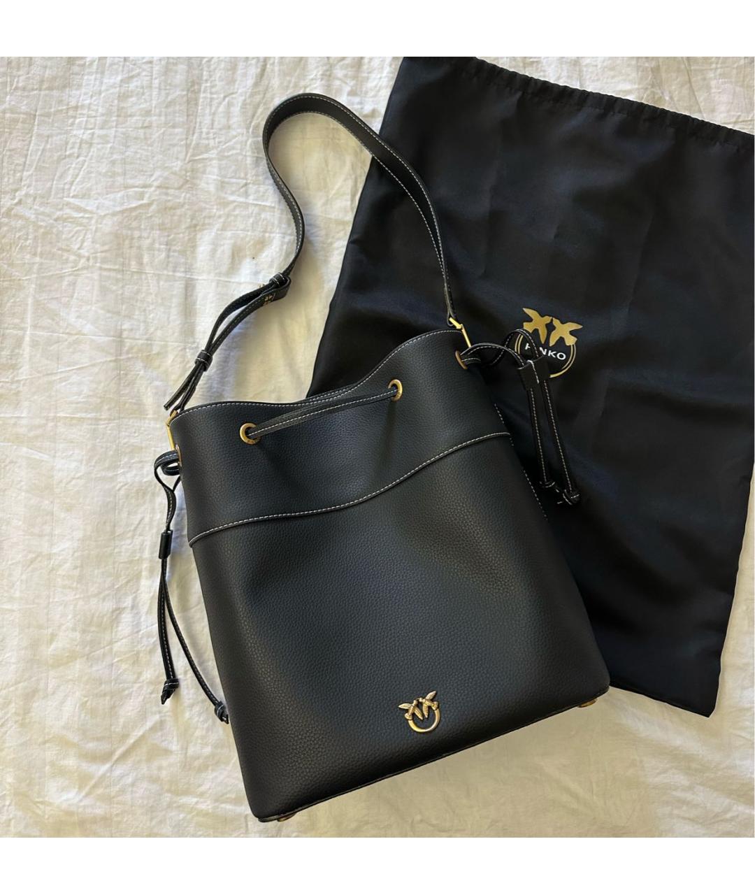 PINKO Черная кожаная сумка тоут, фото 2