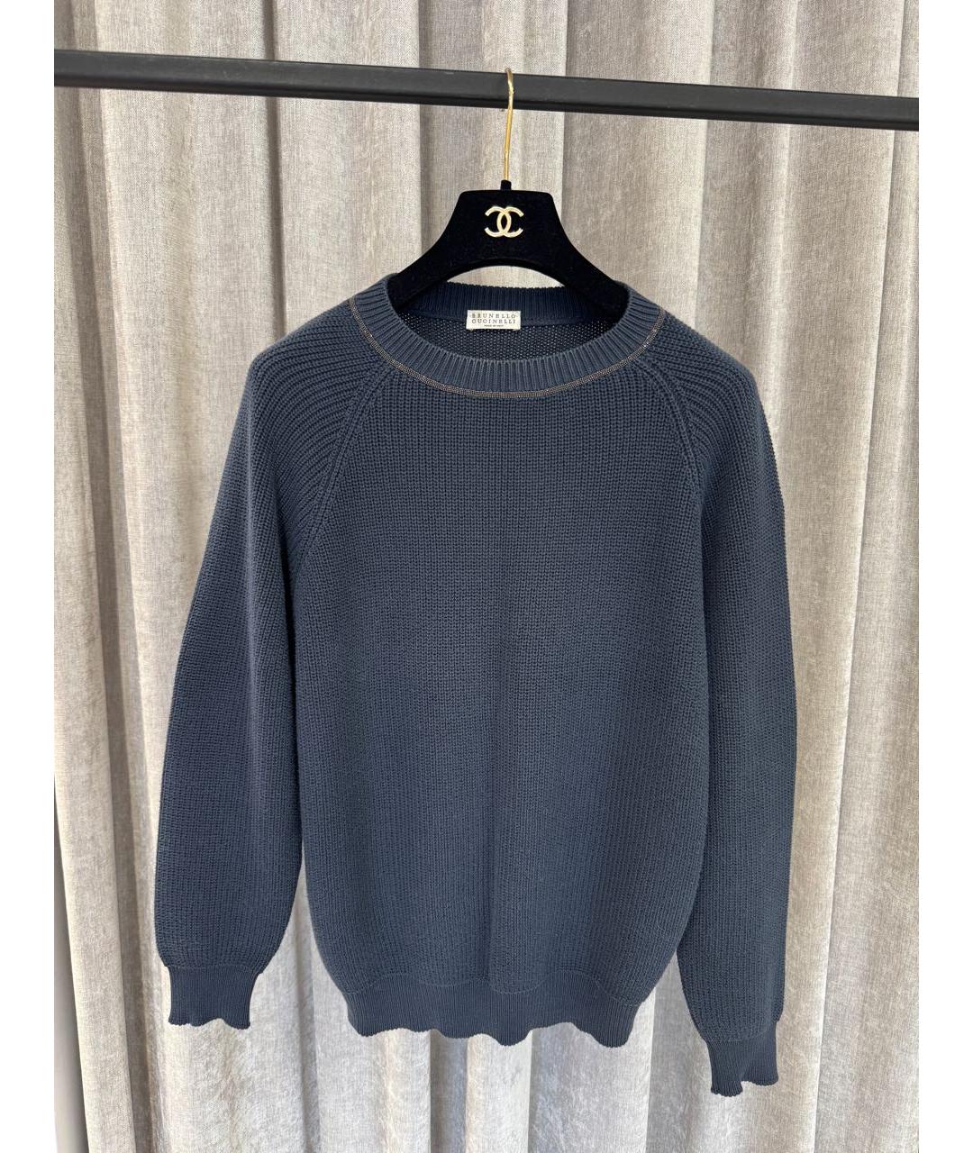 BRUNELLO CUCINELLI Темно-синий хлопковый джемпер / свитер, фото 5