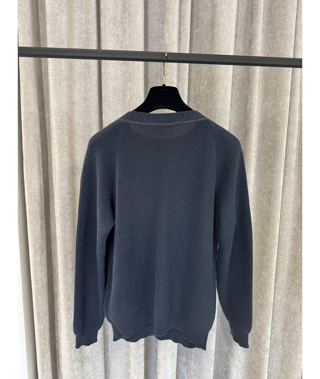 BRUNELLO CUCINELLI Темно-синий хлопковый джемпер / свитер, фото 2