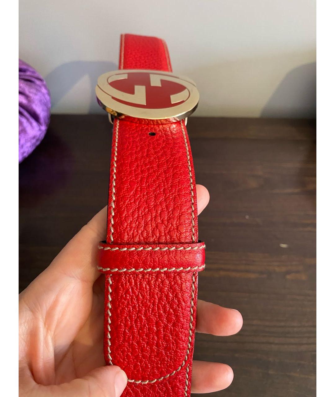 GUCCI Красный кожаный ремень, фото 6