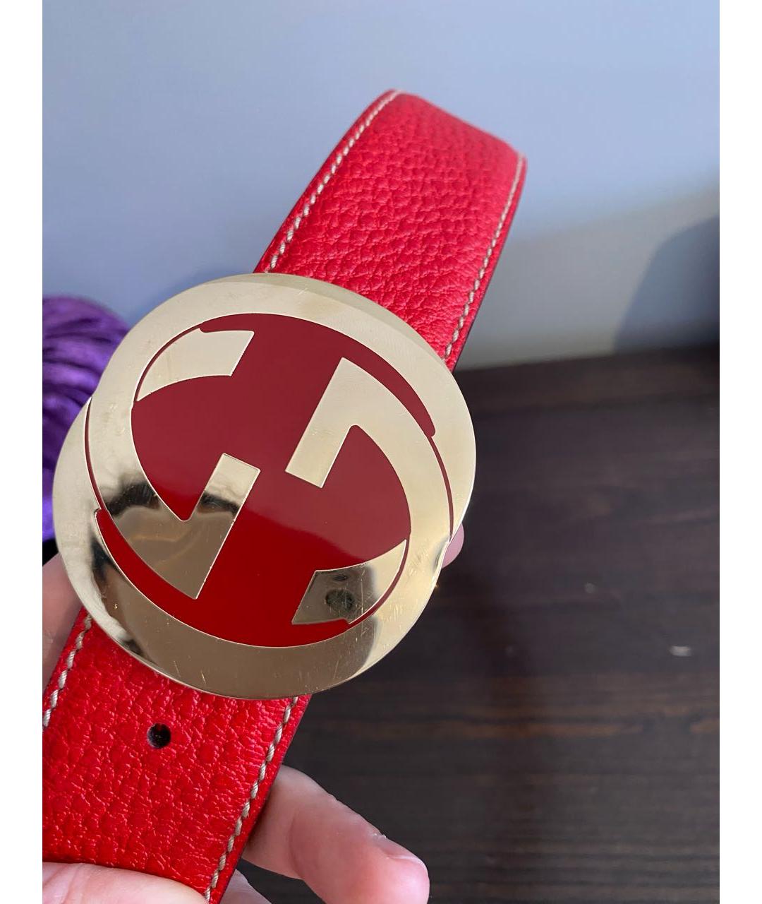 GUCCI Красный кожаный ремень, фото 2