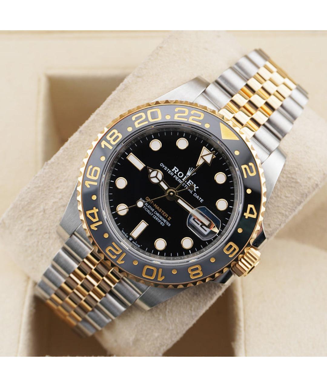 ROLEX Черные часы из желтого золота, фото 3