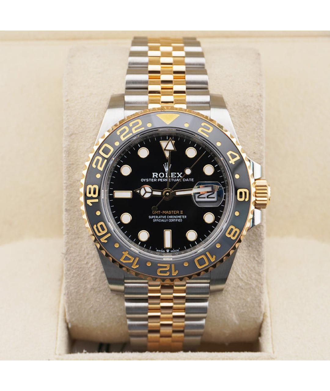 ROLEX Черные часы из желтого золота, фото 2