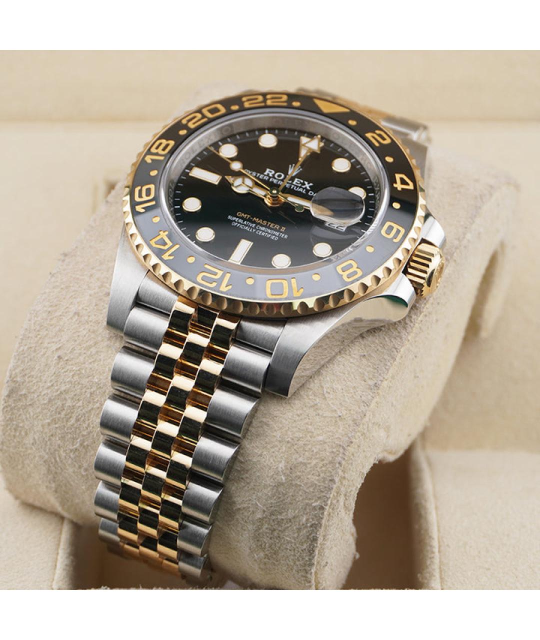 ROLEX Черные часы из желтого золота, фото 4