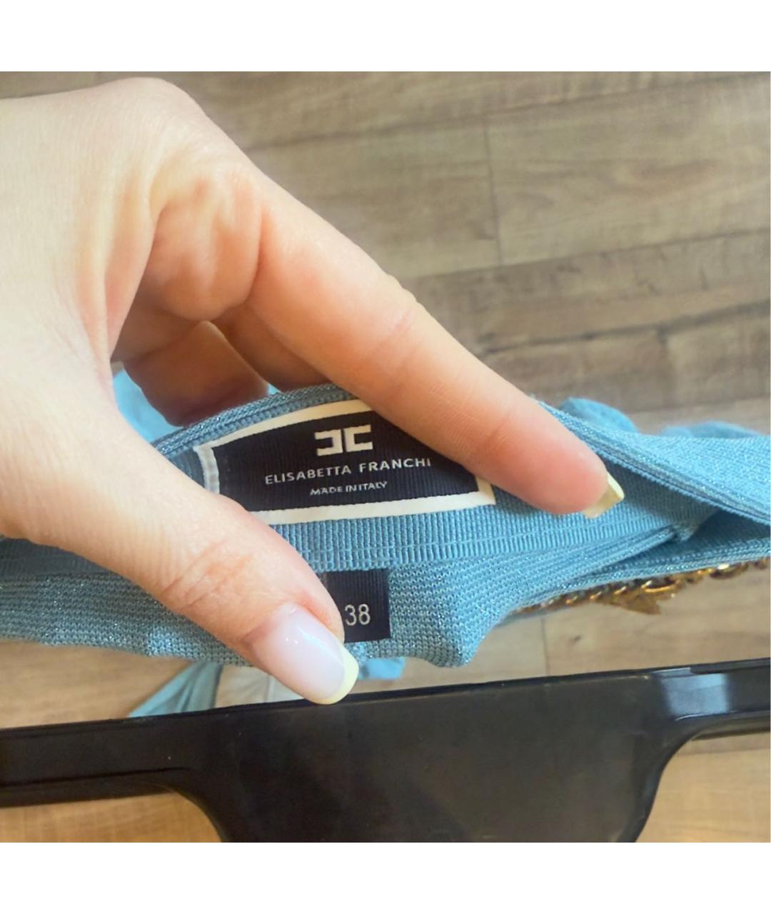 ELISABETTA FRANCHI Бирюзовая юбка макси, фото 4