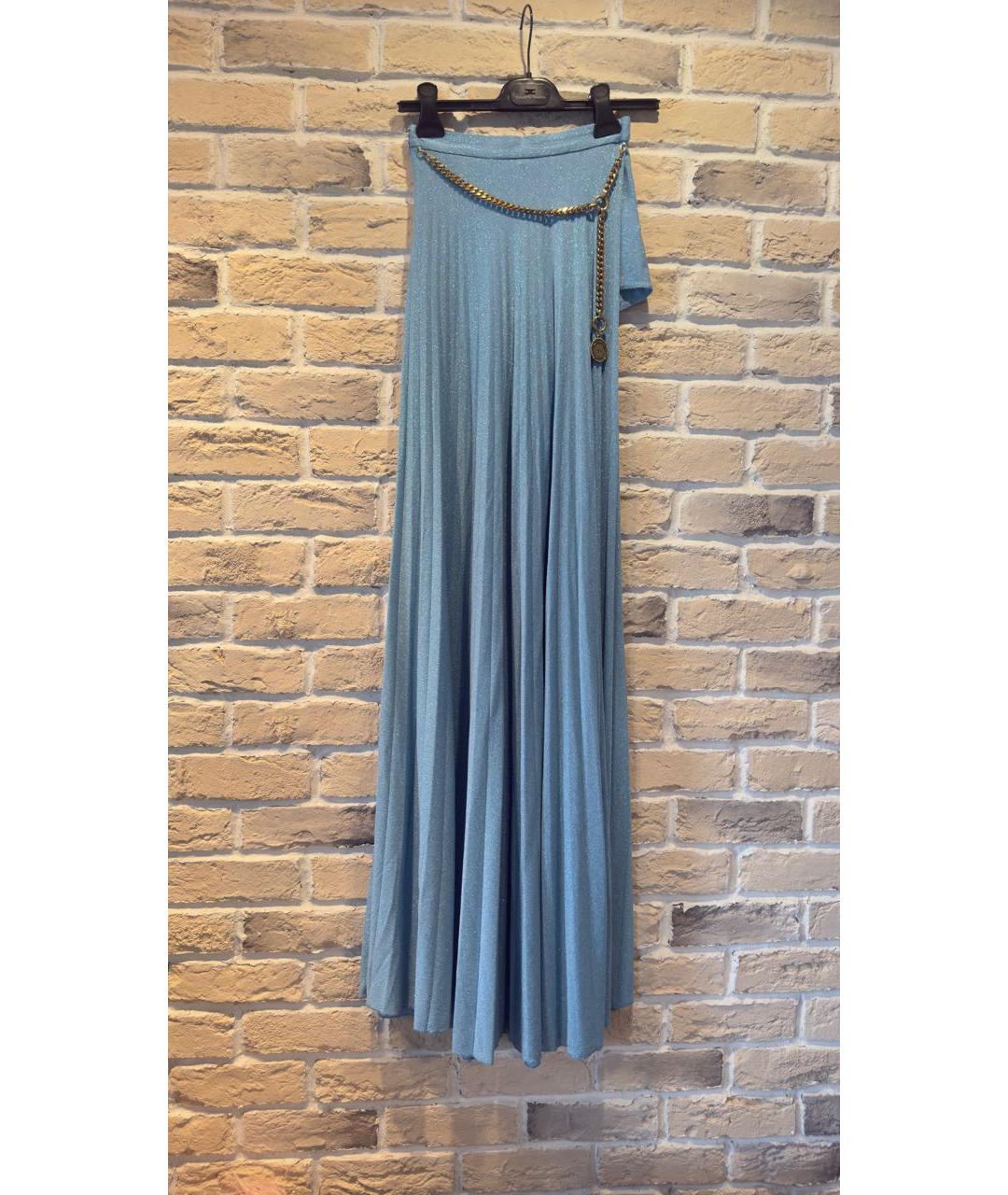 ELISABETTA FRANCHI Бирюзовая юбка макси, фото 5