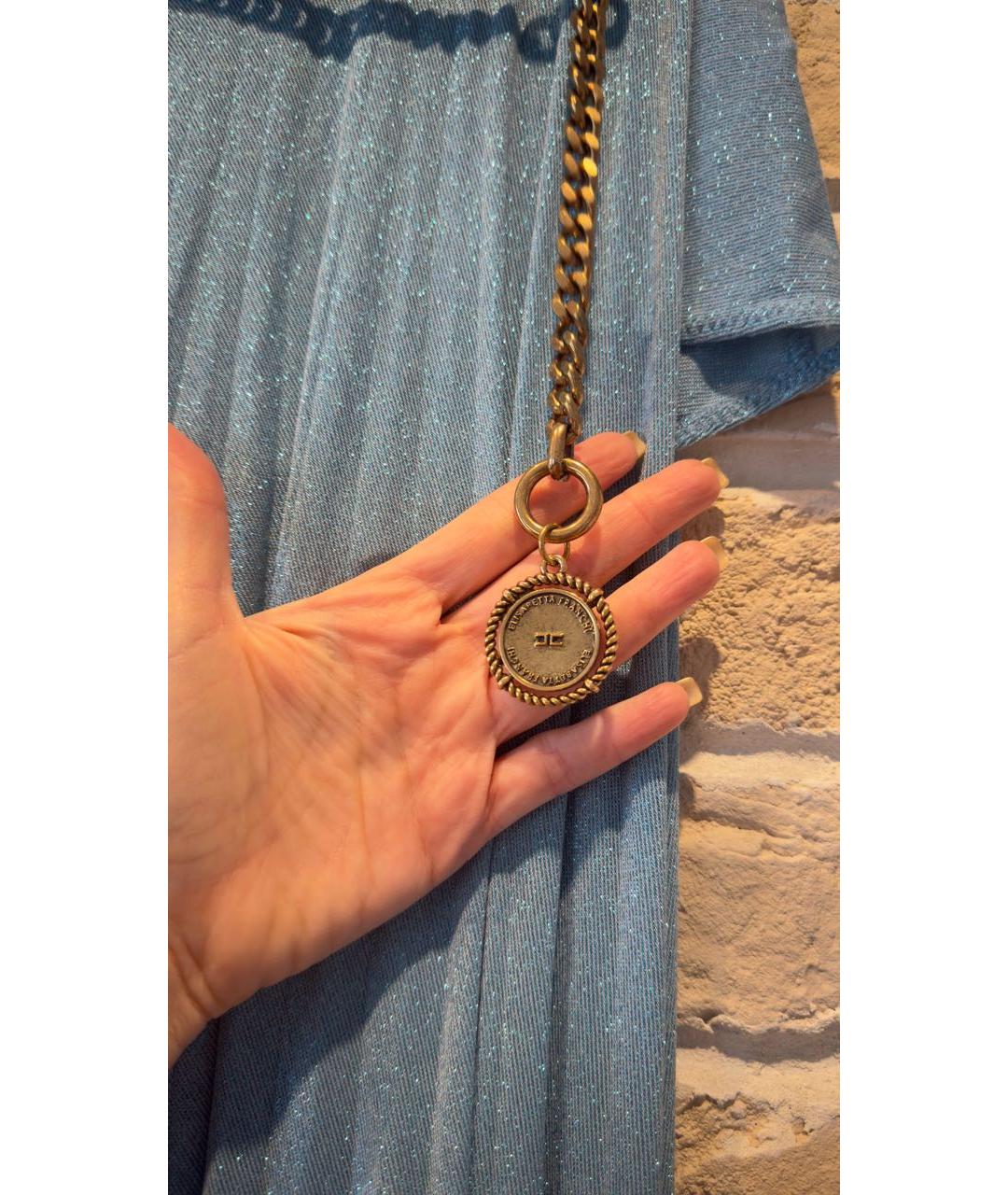 ELISABETTA FRANCHI Бирюзовая юбка макси, фото 2