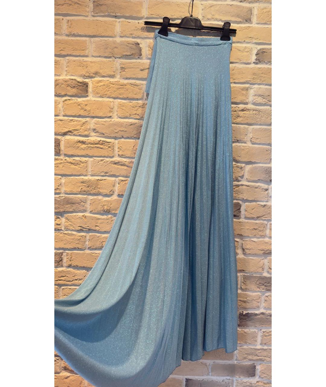 ELISABETTA FRANCHI Бирюзовая юбка макси, фото 3