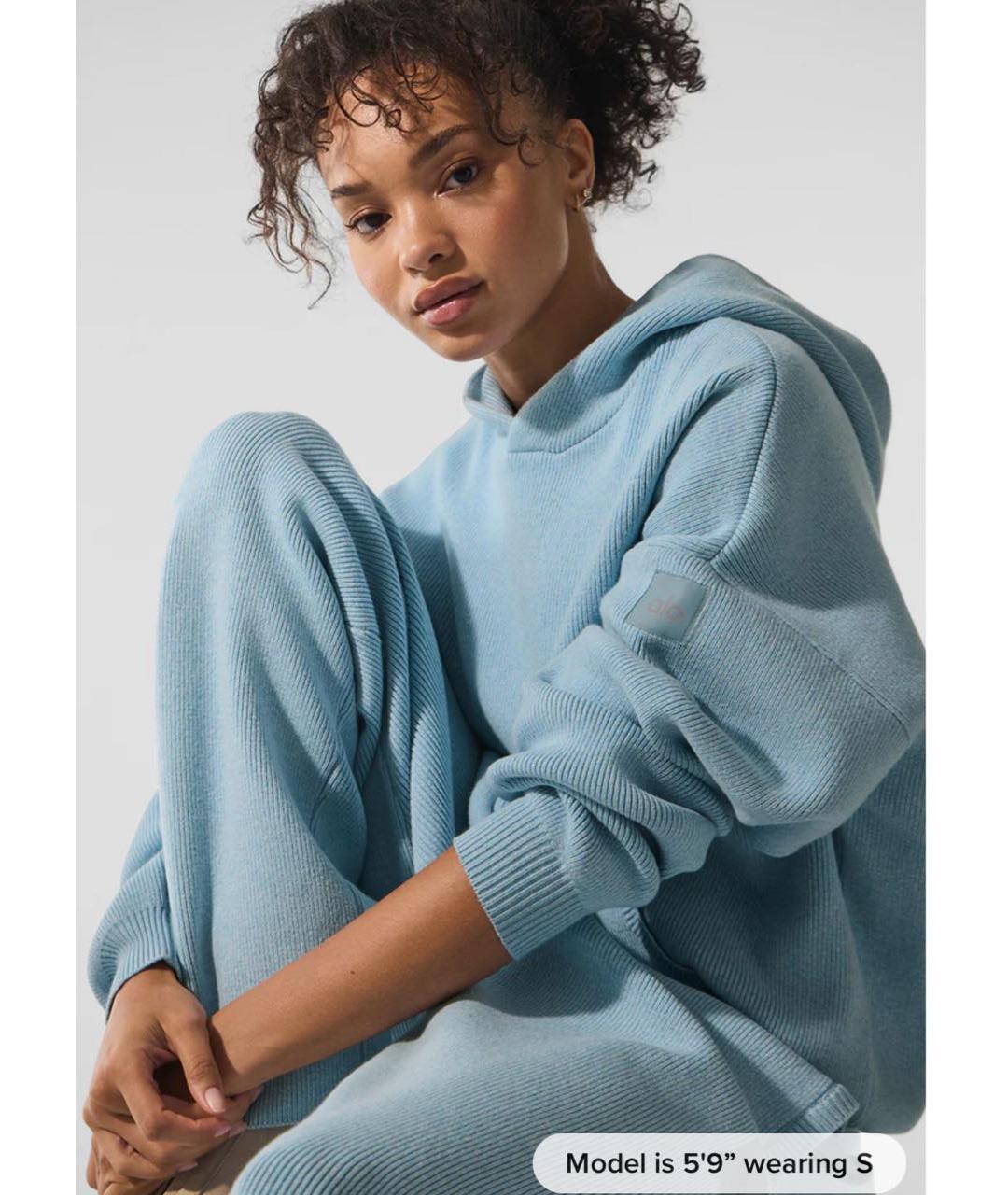 ALO YOGA Бирюзовый хлопковый костюм с брюками, фото 3