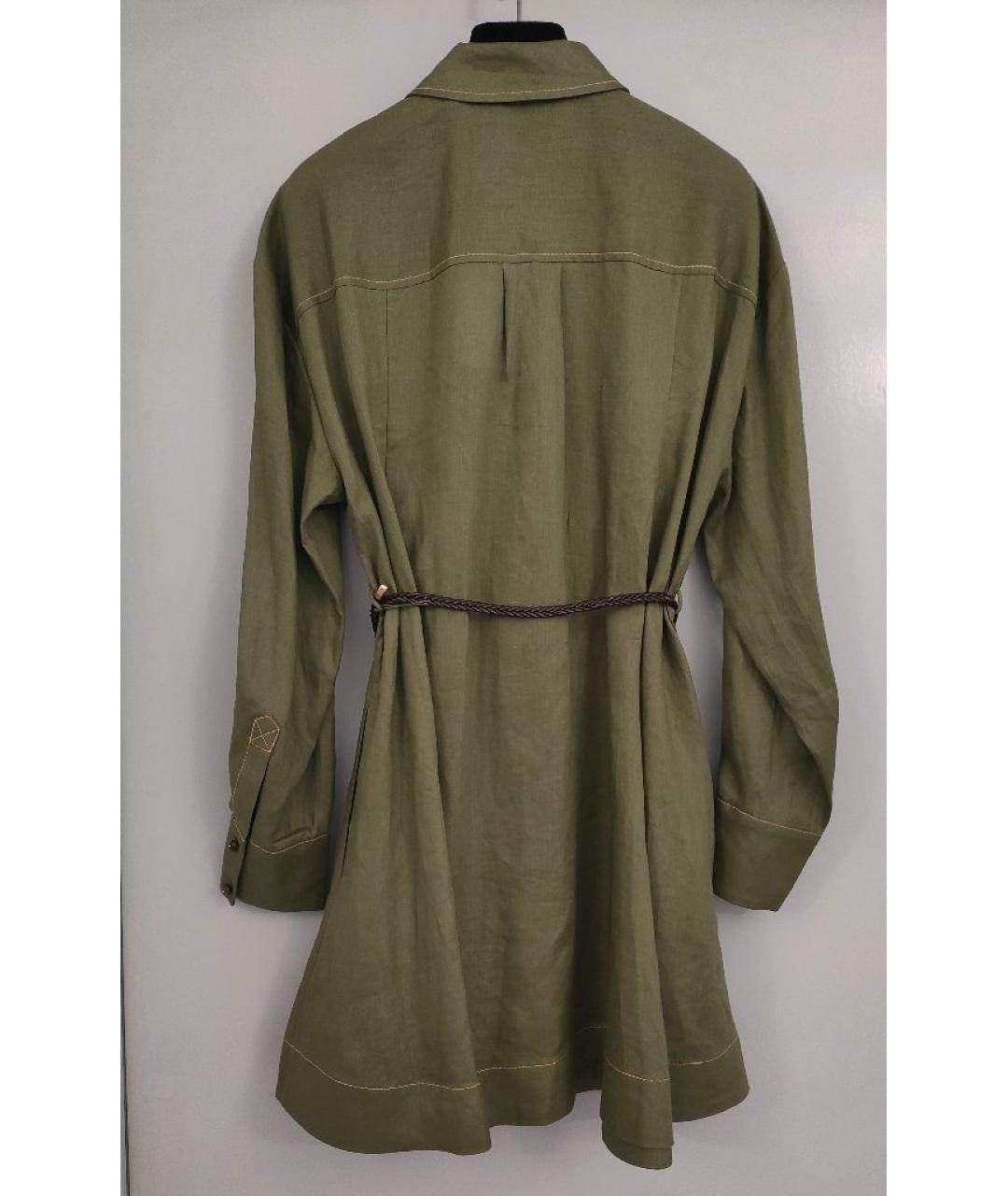 ZIMMERMANN Хаки льняное повседневное платье, фото 2
