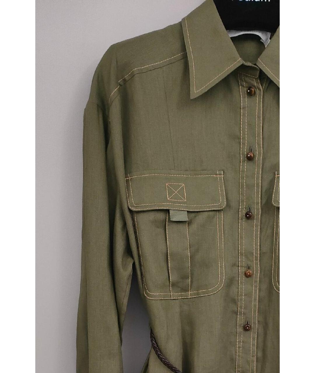 ZIMMERMANN Хаки льняное повседневное платье, фото 4