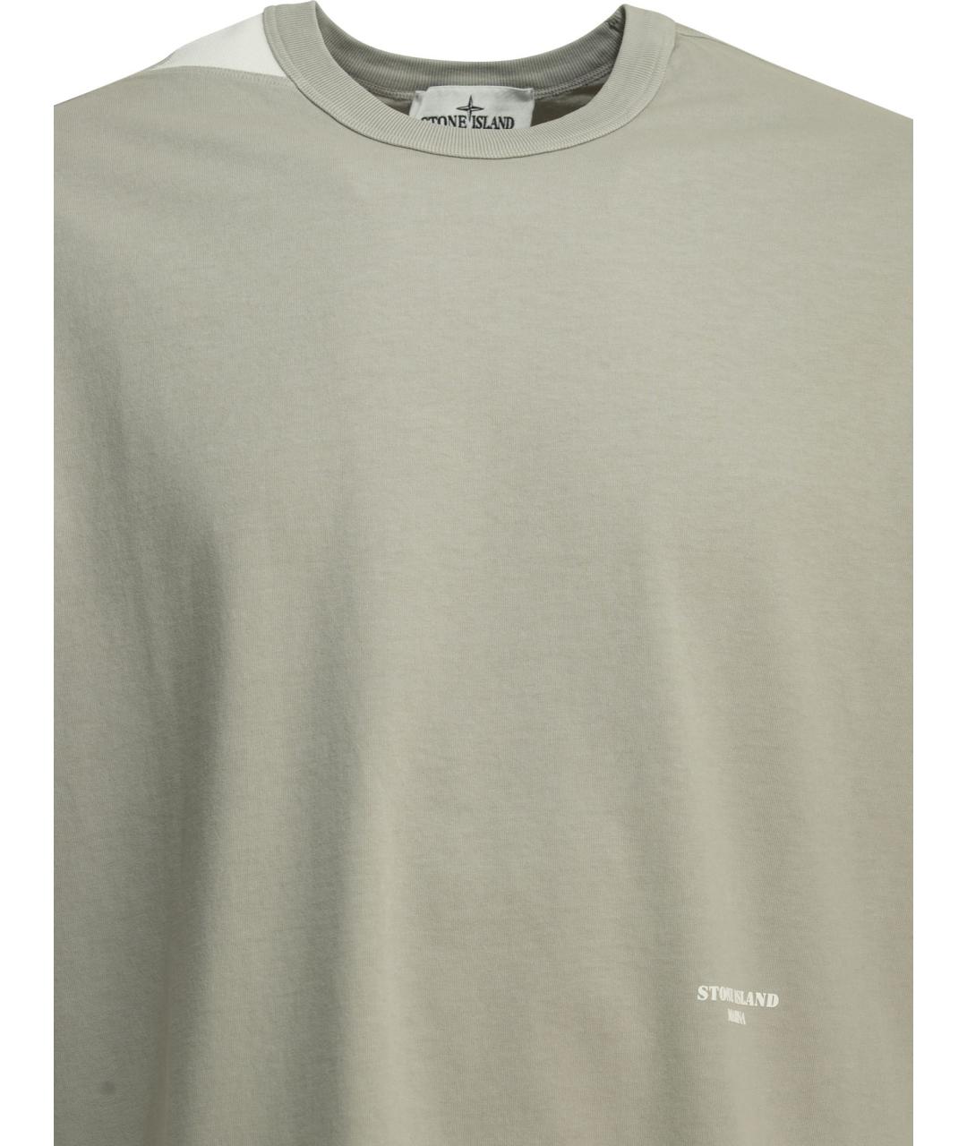 STONE ISLAND Серая хлопковая футболка, фото 3