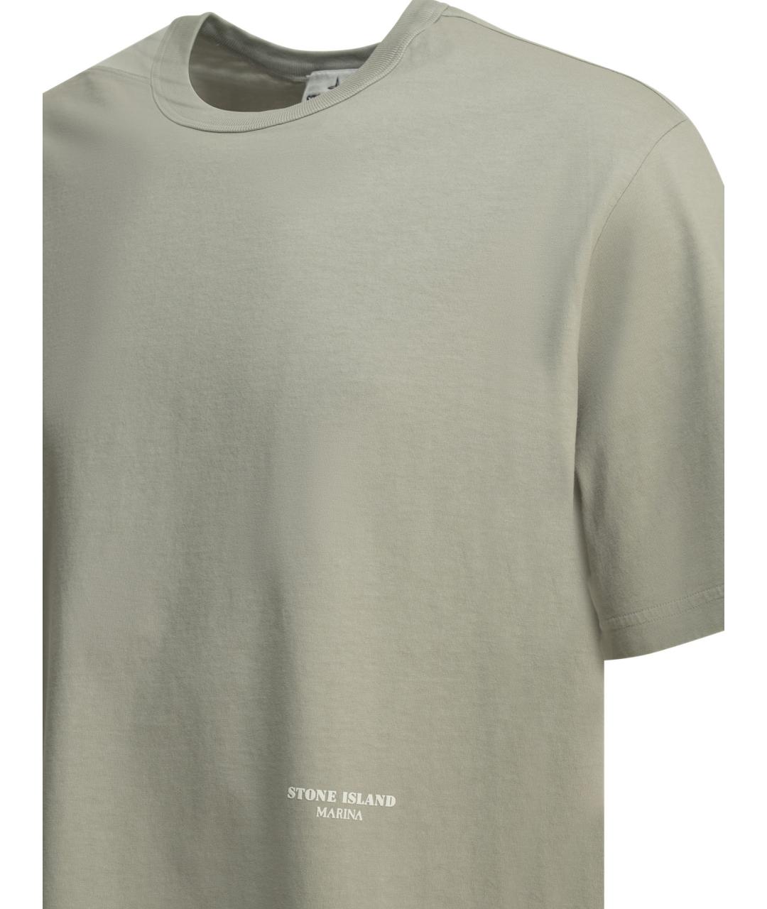 STONE ISLAND Серая хлопковая футболка, фото 4