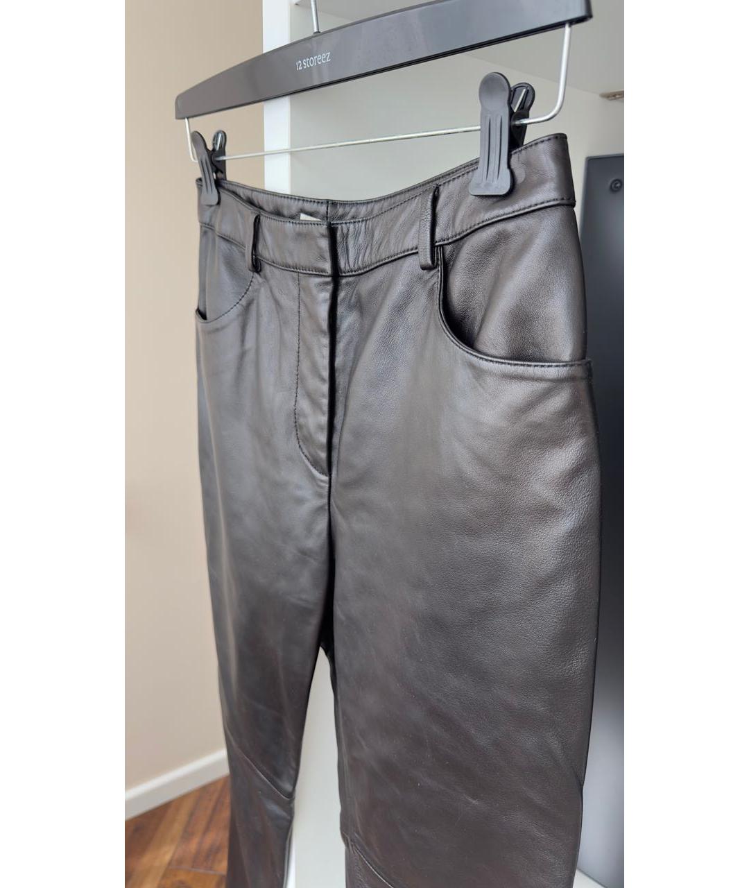 12 STOREEZ Черные кожаные прямые брюки, фото 3