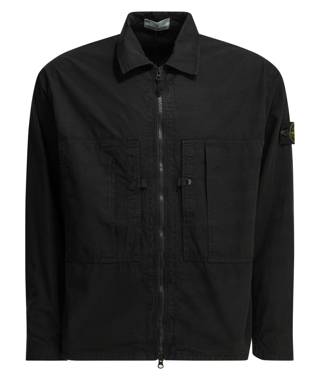 STONE ISLAND Черная хлопковая куртка, фото 1